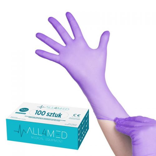 All4med jednorazowe rękawice diagnostyczne nitrylowe fioletowe s