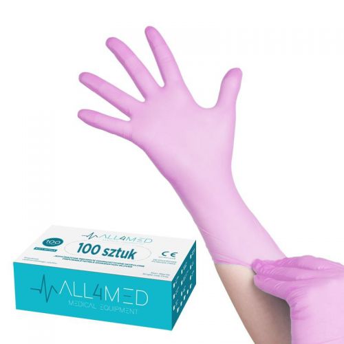 All4med jednorazowe rękawice diagnostyczne nitrylowe różowe xl