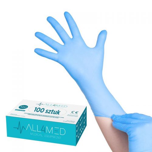 All4med jednorazowe rękawice diagnostyczne nitrylowe niebieskie xs