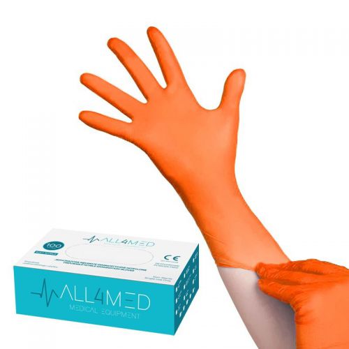 All4med jednorazowe rękawice diagnostyczne nitrylowe pomarańczowe s