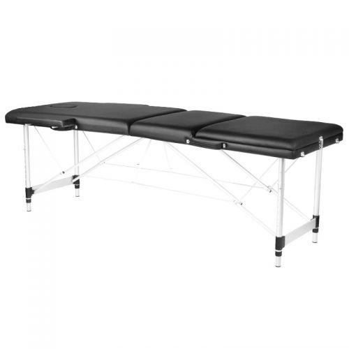 Stół składany do masażu aluminiowy komfort 3 segmentowy czarny